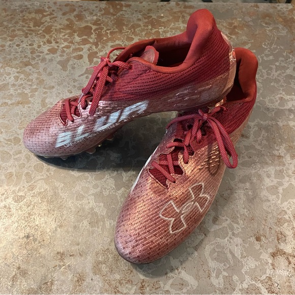 Under Armour Blur Smoke MC Shoes Cleats Men 15 Football Cleats Burgundy Red - Picture 1 of 10